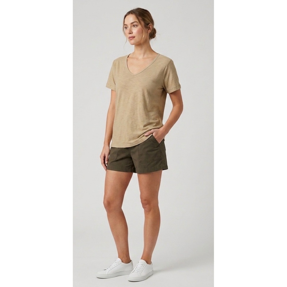 Mono B Tan Modal Blend Classic V-Neck Tee, (Sm, Med, Lg)